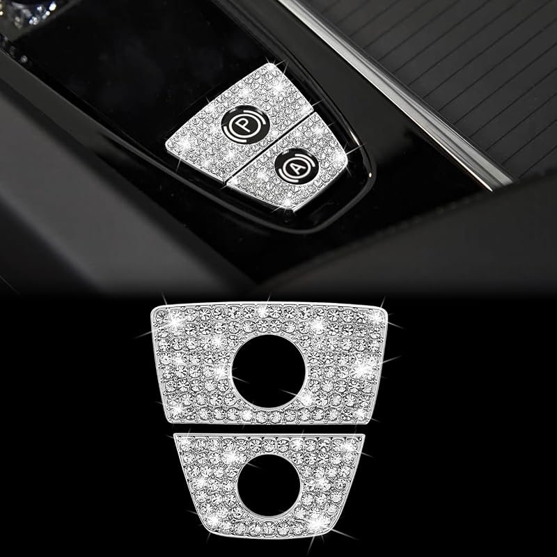 TOMALL Bling Electronic Handbrake Button Cover for Volvo XC90/S60/V60, Decorative Diamond Accessory