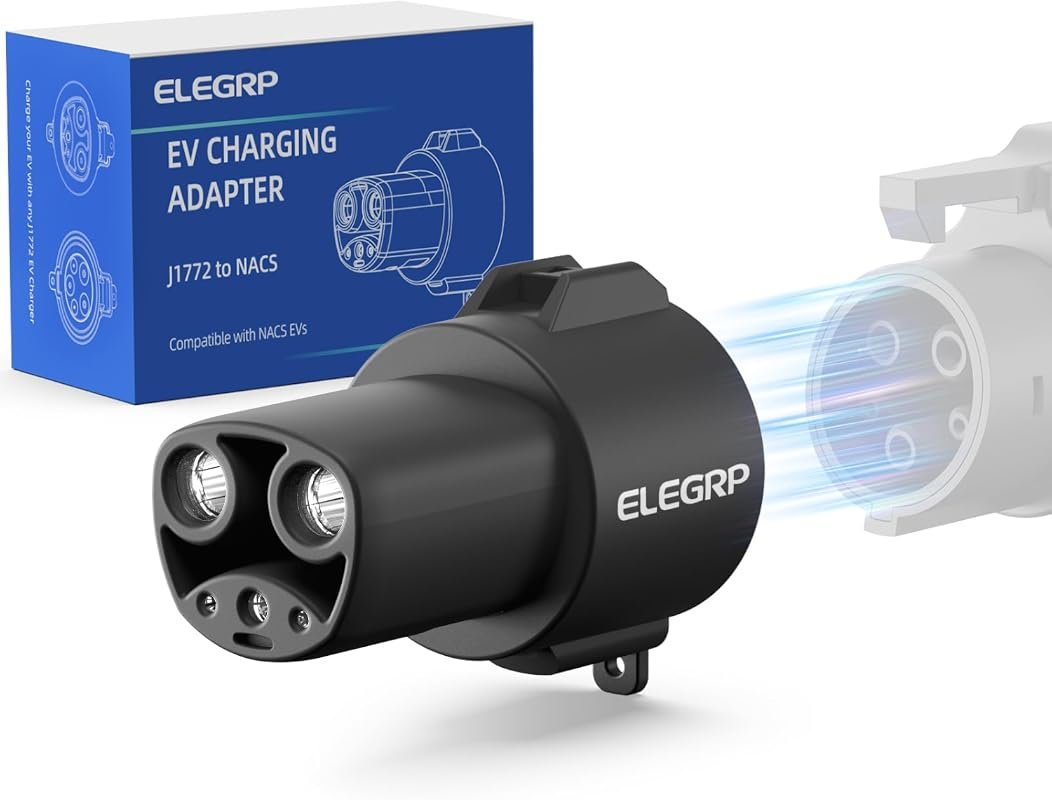 ELEGRP J1772 to Tesla Adapter - 80A 240V Fast Charging for Model S/3/X/Y, Includes Carry Bag
