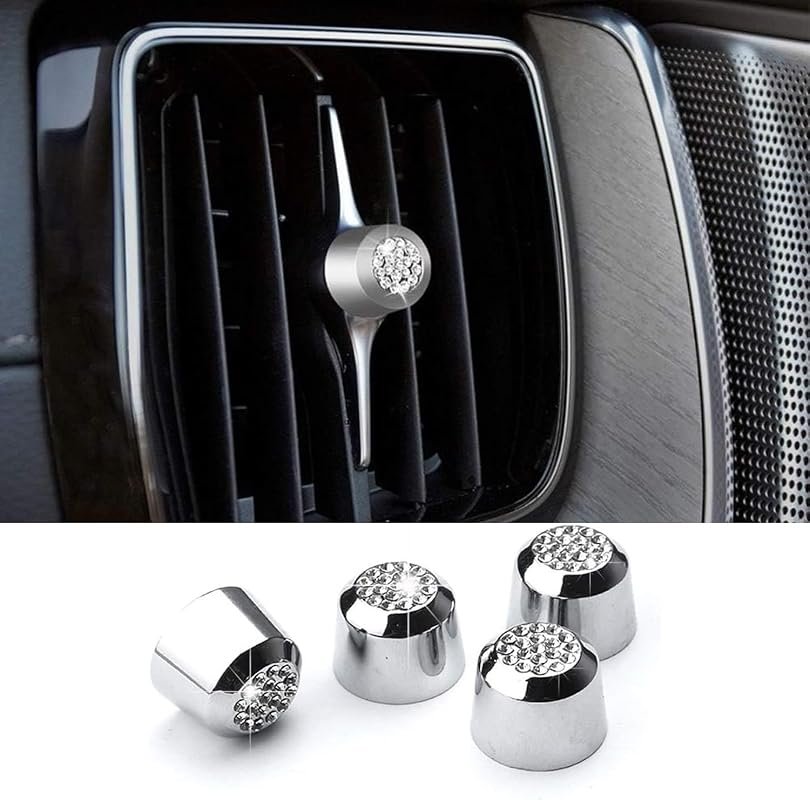 4pcs Bling Crystal AC Control Knob Covers for Volvo S60/XC60/XC90, Rhinestone Trim