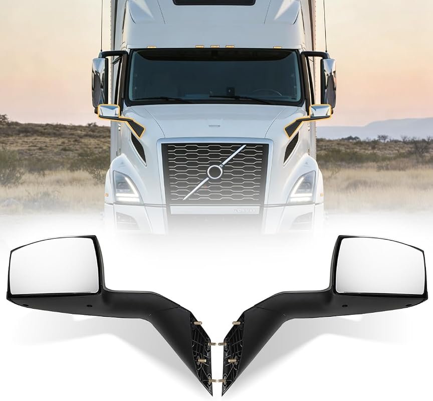 Hood Mirror Replacement Pair for Volvo VNL 2018-2024 - Left Driver Side & Right Passenger Side, Chrome