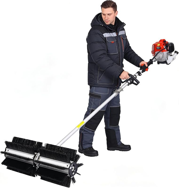 52CC Gas Snow Sweeper - Powerful Walk-Behind Broom with 24" Clearing Height for Driveway and Garden