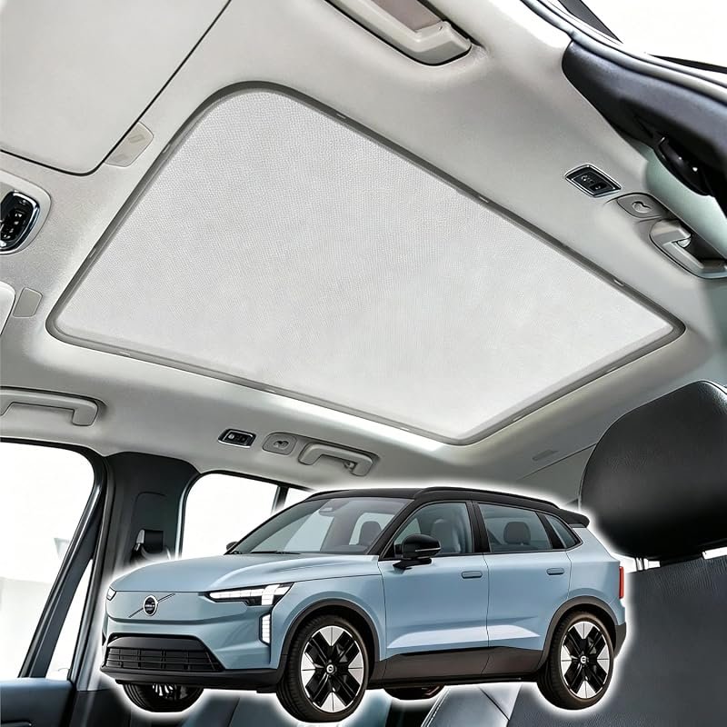 One Piece Car Sunroof Shade for Volvo EX30, Gray, Metal Frame, Breathable Blackout