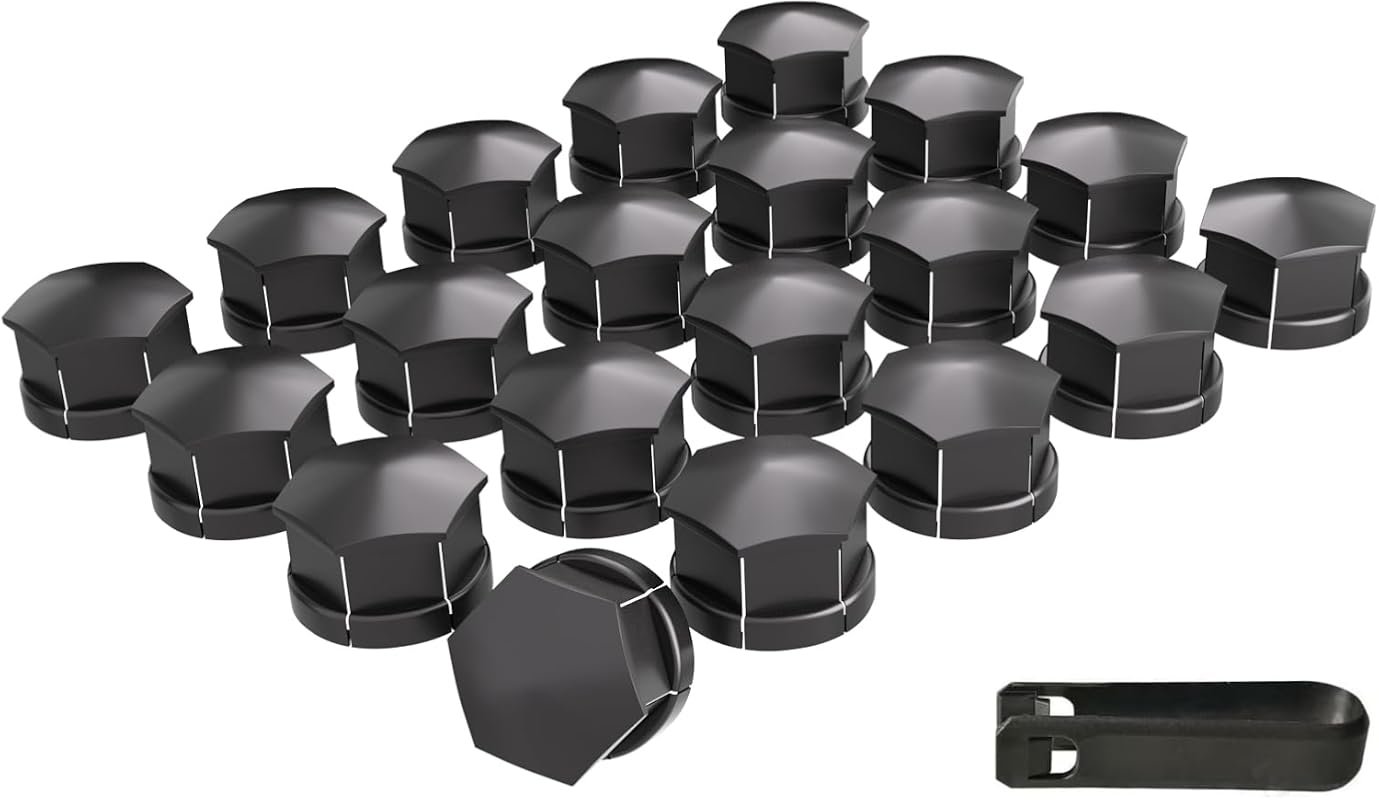 Complete Set of 20 Lug Nut Covers for Volvo Models - Includes Removal Tool, Dark Grey
