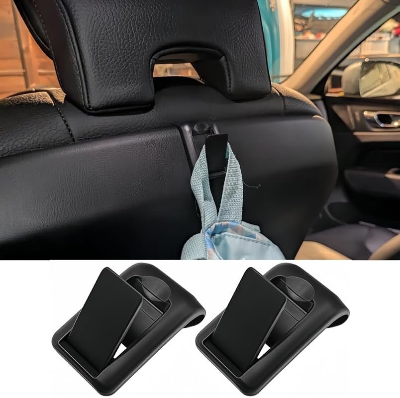 2PCS Foldable Car Seat Headrest Hooks for Volvo XC90, XC60, S90, S60, V90, V60 - Black