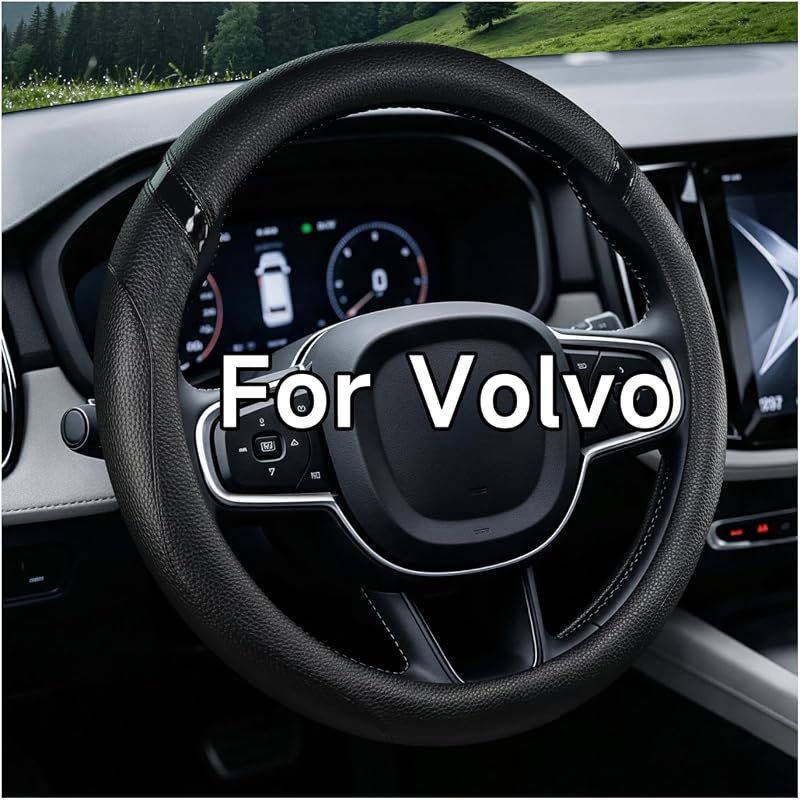 Customized Leather Steering Wheel Cover for Volvo, Fits 14.5''-15'' Models