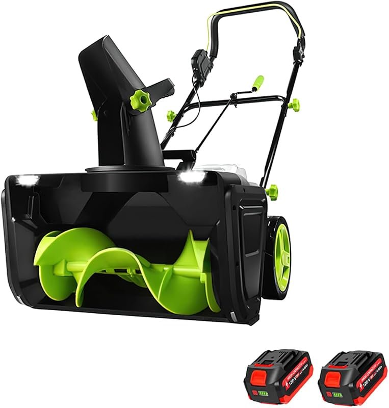 22" Electric Snow Blower for Manual Snow Removal, Rechargeable Battery, Perfect for Home and Commercial Use