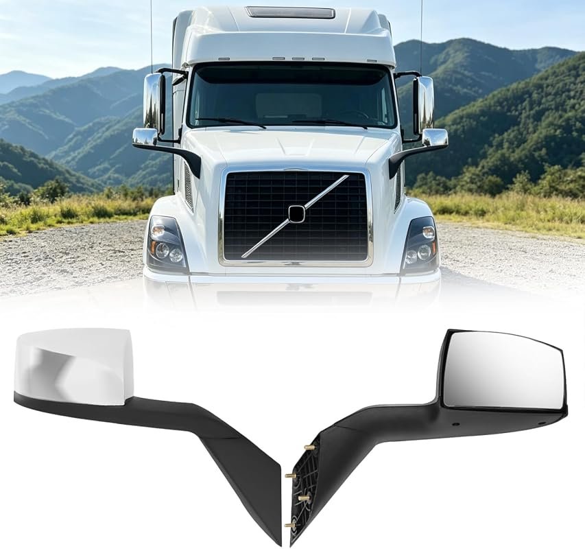 Chrome Hood Mirror Assembly for Volvo VNL (2004-2017) - Right Side Replacement with Durable Finish