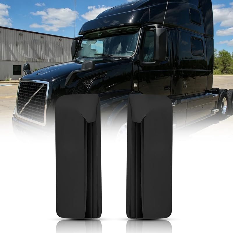 Stylish Black Side Mirror Housing Covers for Volvo VNL Semi Trucks, Fits 1997-2017 Models