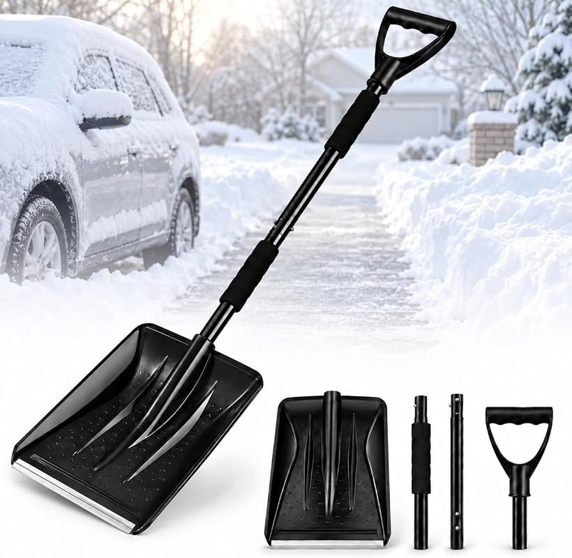 Ergonomic Snow Shovel with Non-Slip Handle and Large Capacity for Driveway and Patio Use