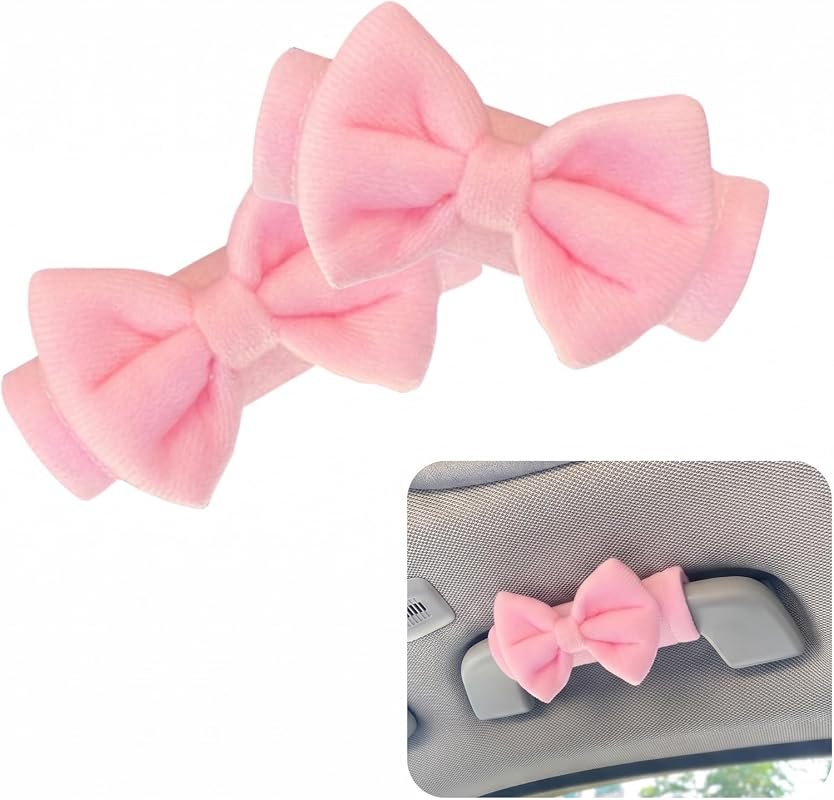 2 PCS Soft Plush Car Roof Grab Handle Protector Cover - Cute Anti-Scratch Grip for Most Vehicles in Pink