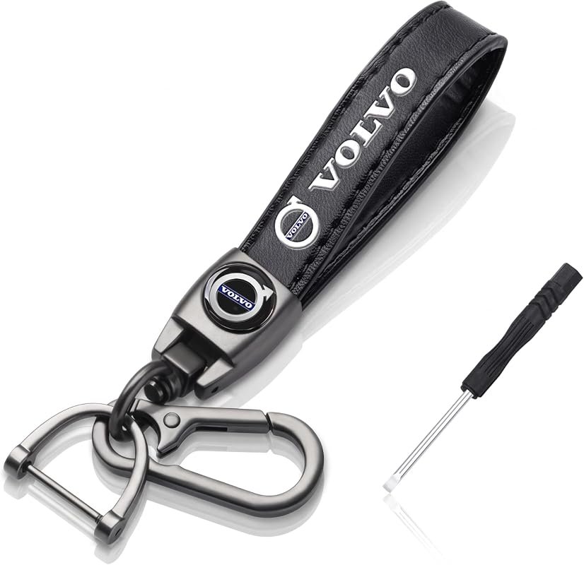 Genuine Leather Keychain for Volvo EX30, EX40, EX60, EX90 and XC60, XC40, XC90 - Sporty Design