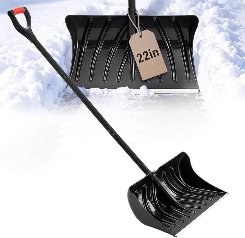VEVOR 22-Inch Wide Plastic Snow Shovel with D-Grip Handle for Easy Snow Clearing